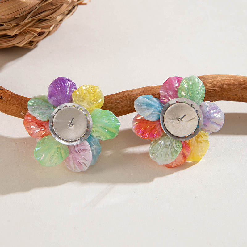 Wholesale 5pcs/pack sweet color resin petals flower earrings